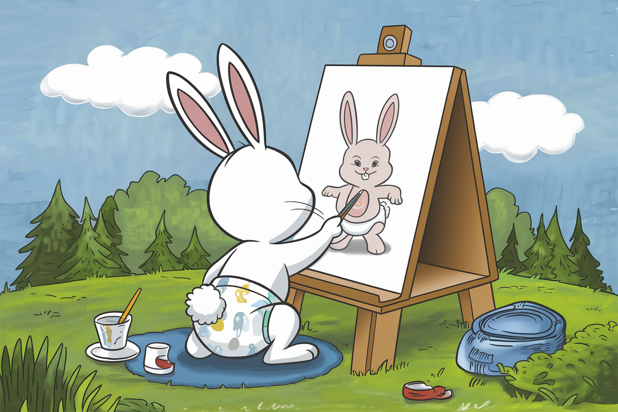 Bunny wearing ABDL Adult Diaper painting
