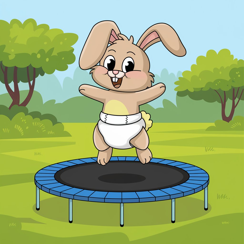 Jumping bunny wearing ABDL adult diaper